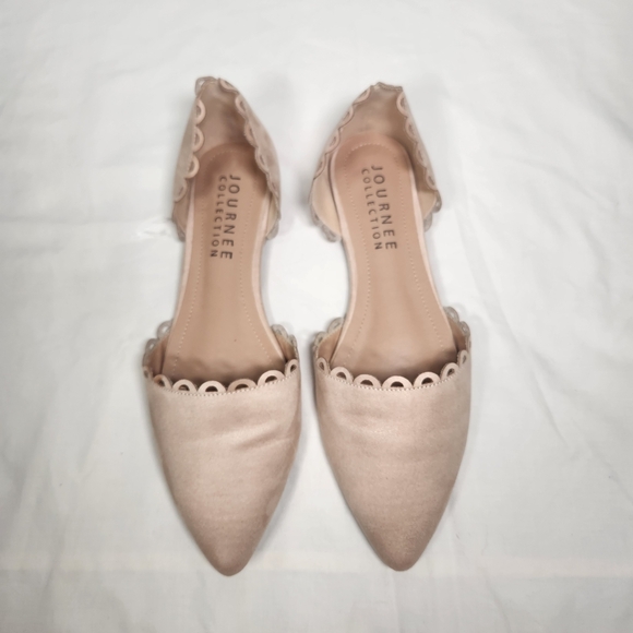 Chic Beige Flats with Scalloped Trim - Picture 7 of 9
